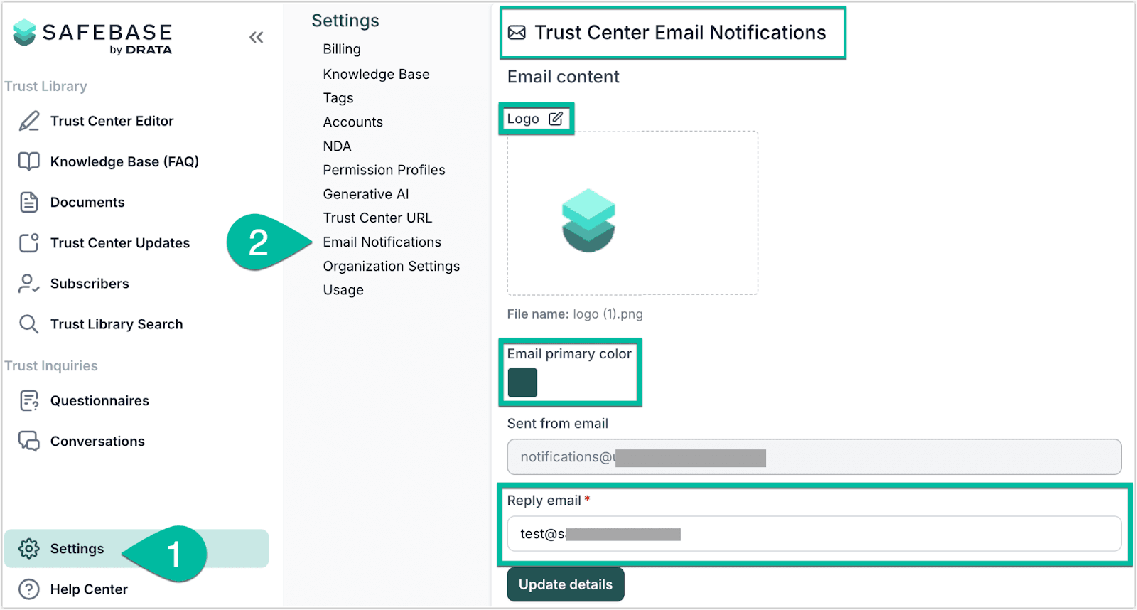 Self-Service Updates for Email Notification Settings